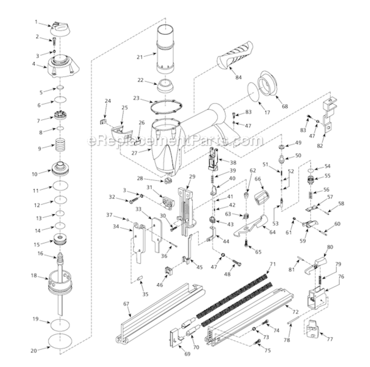 Page A Diagram and Parts List for CHN10302  Campbell Hausfeld Nailer
